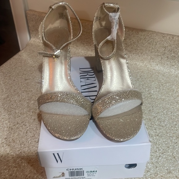 Dream Paris, gold, glitter, chunk heels size 7.5 - Picture 4 of 5